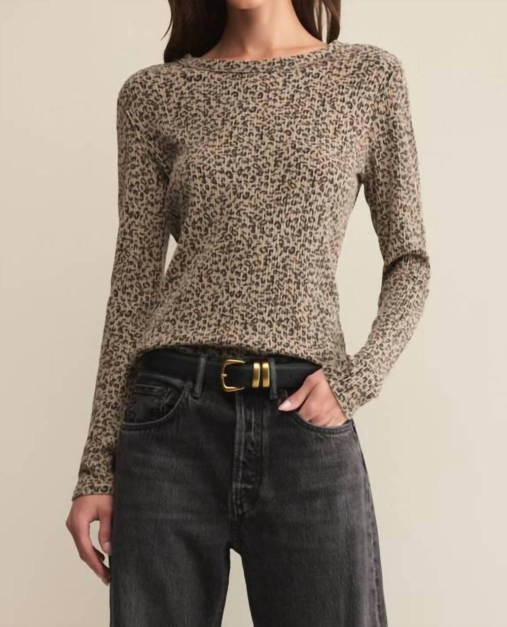 NEW Z SUPPLY arlet animal mini thermal top in suede leopard